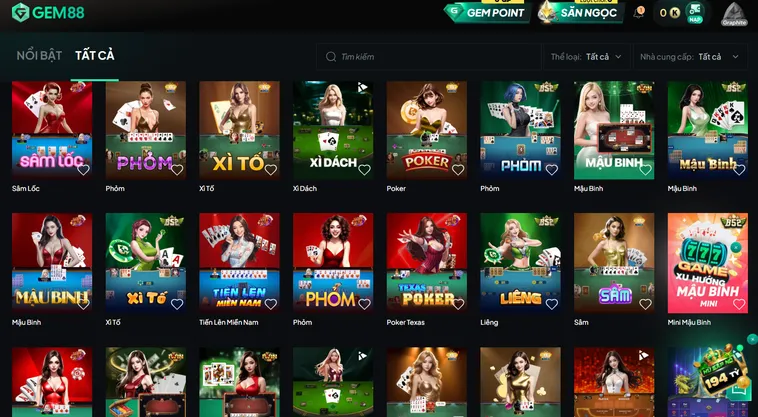 Kho Game Bài Cực Kỳ Phong Phú Tại Gem88