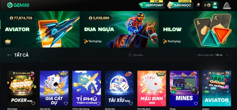 Sảnh Game Nhanh Gem88 Thiên Đường Giải Trí Thần Tốc Đỉnh Cao Uy Tín Nhất Hiện Nay