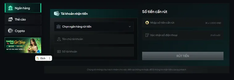 Hướng Dẫn Rút Tiền Về Ngân Hàng Tại Gem88 Siêu Tốc An Toàn